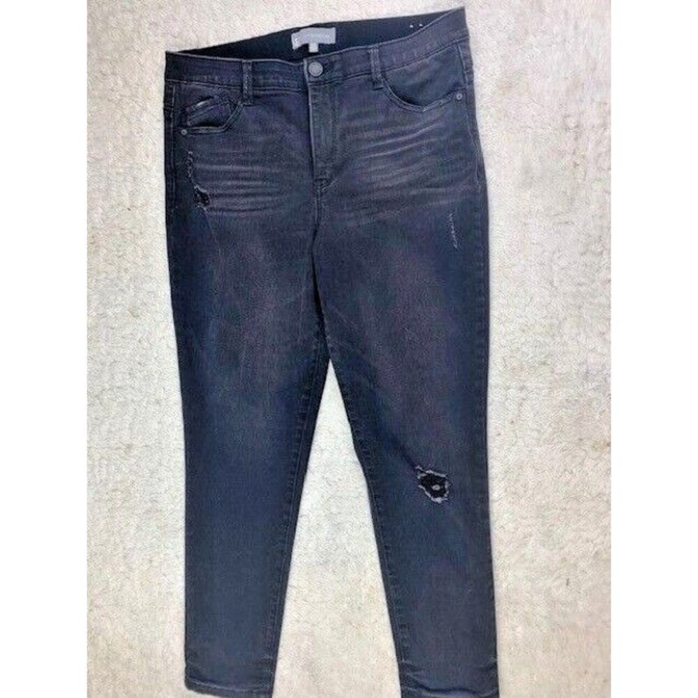 Wit & Wisdom Size 12P Petite Womens Ankle Jeans High Rise Black Stretch